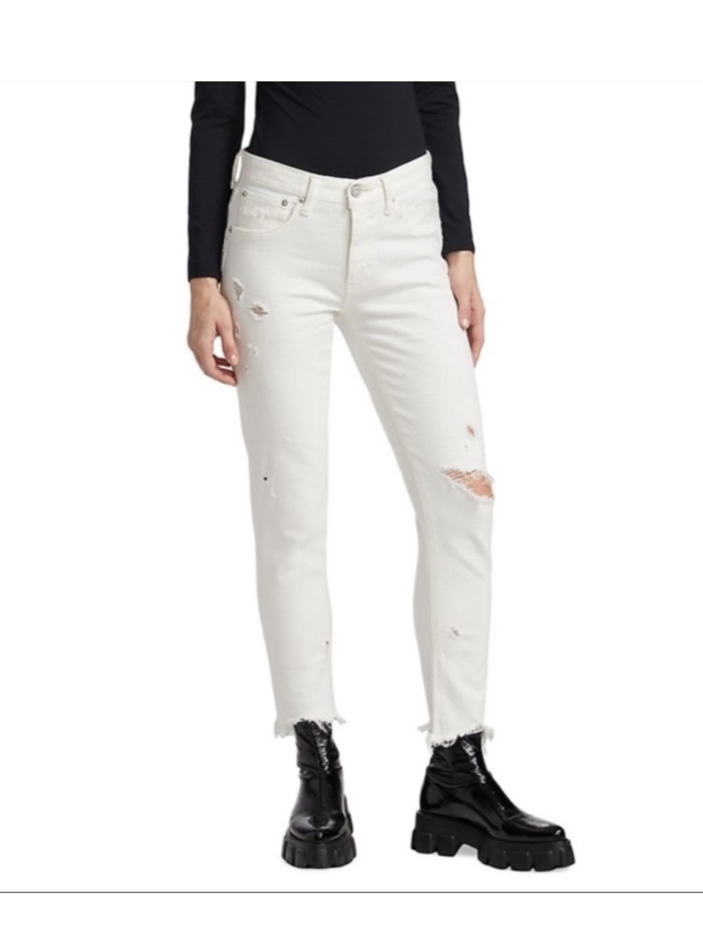 Moussy Vintage Distressed Cropped Jeans